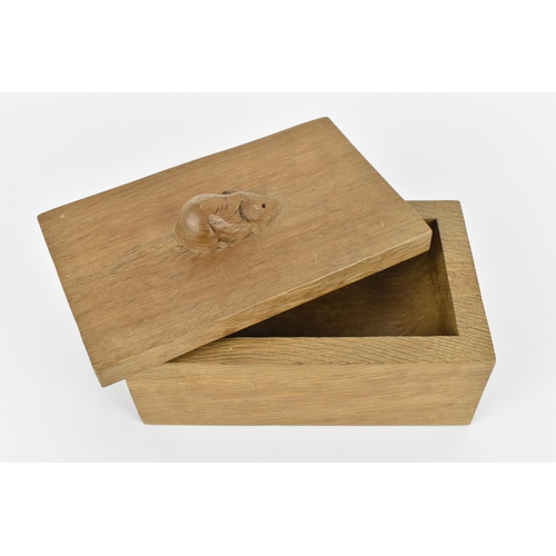 4 - Robert Thompson of Kilburn (1876-1955) Mouseman, a carved oak lidded box, with adzing and signature ... 