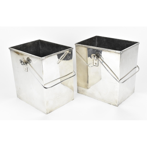 40 - A French pair of silver-plated ice buckets by Maison Yves Halard, of rectangular form with swing han... 