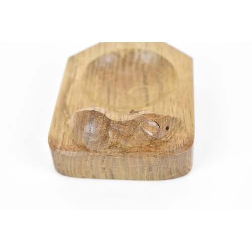 56 - Robert Thompson of Kilburn (1876-1955) Mouseman, oak ashtray, with carved signature mouse, 10.2 cm w... 