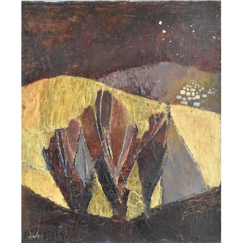 58 - Helen Hale (b. 1936) British 
 'Harvest Moon', signed lower left, oil on canvas, 30 cm x 25 cm, with... 