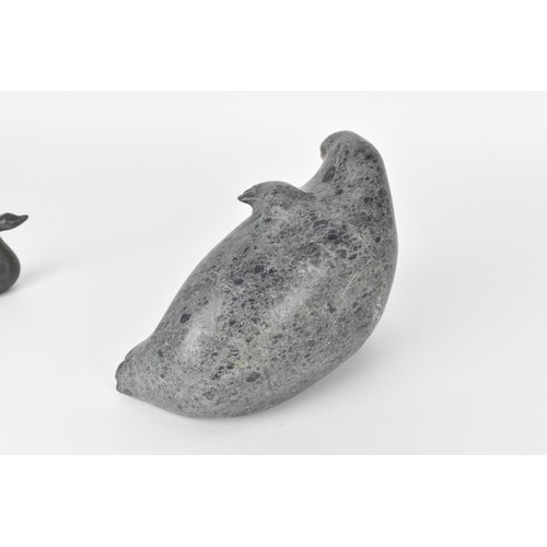 61 - An inuit carving of a walrus, probably steatite stone, with etched eyes and mystacial vibrissae, 19 ... 