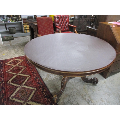 222 - A Victorian rosewood tripod breakfast table, moulded circular top, supported on hexagonal tapering c... 