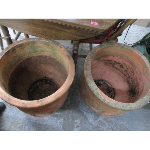 225 - A large pair of terracotta garden planters Location:G