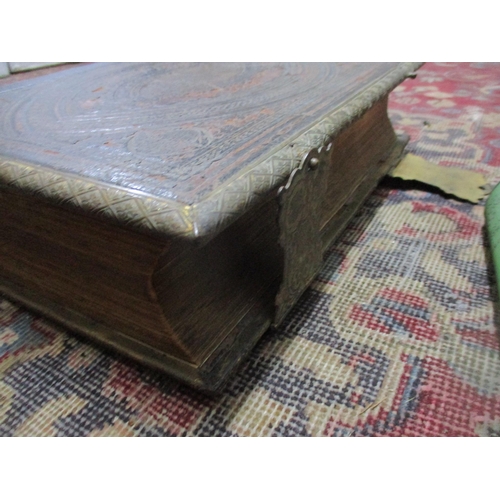 237 - A Victorian Rev John Brown family bible with various illustrations, leather bound with gilt brass cl... 