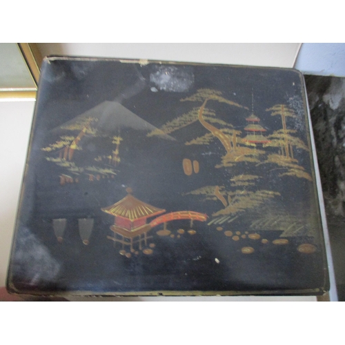 244 - A mixed lot to include a Mah Jong game with bamboo tiles in a Chinese lacquered box, with books on h... 