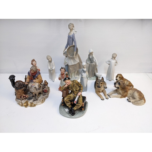 118 - Lladro, Nao and other figures to include ladies and girls and a Royal Doulton Classics The Railway S... 