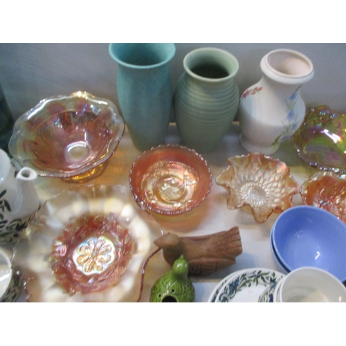 147 - 1930's and other ceramics to include vases, and a collection of Carnival glass, Midwinter dinner ser... 