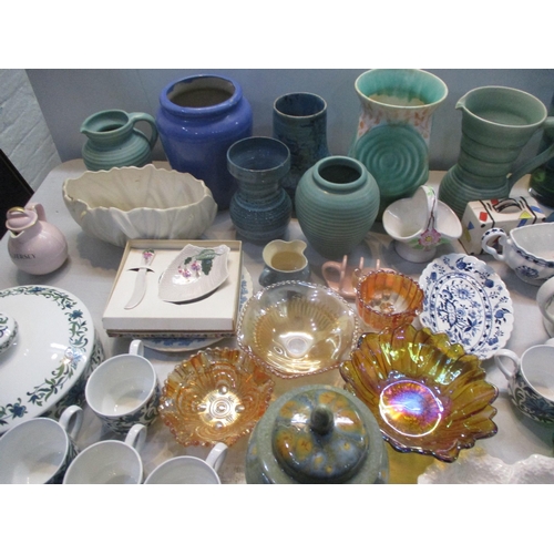 147 - 1930's and other ceramics to include vases, and a collection of Carnival glass, Midwinter dinner ser... 