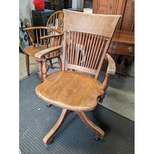 175 - An early 20th century Ford Johnson oak swivel desk chair
Location:G