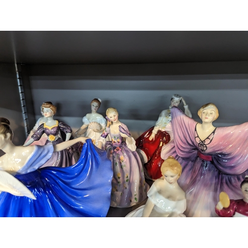 262 - A collection of 12 figures of ladies, mostly Royal Doulton examples, to include Isadora, Diana, Vani... 