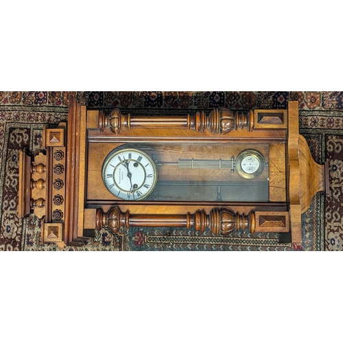 449 - A reproduction Vienna style regulator clock, retailed by Fattorini & Sons, Bradford
Location:LAB