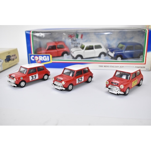 507 - Three boxed die-cast Corgi Mini Cooper sets to include Mini Cooper Monte Carlo Winners and two boxed... 