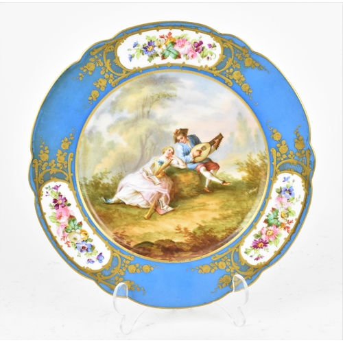 426 - A 19th century Sevres 'Chateau des Tuileries' porcelain plate, circa 1840s, with celeste bleu border... 