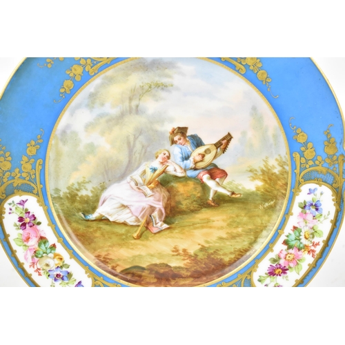 426 - A 19th century Sevres 'Chateau des Tuileries' porcelain plate, circa 1840s, with celeste bleu border... 