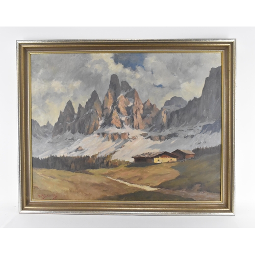 428 - Max Pistorius (1894-1960) Austrian
depicting an alpine mountain landscape, signed lower left in red,... 