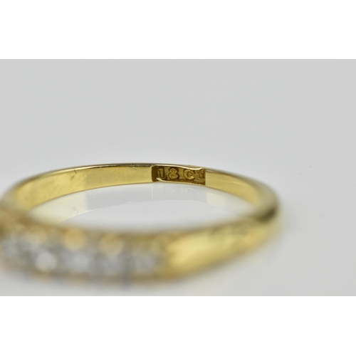 442 - An 18ct yellow gold five stone diamond ring, with graduated stones to the centre, all claw set in ca... 