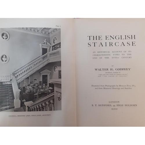 468 - A quantity of antique related reference books to include The English Staircase by Walter H Godfrey, ... 