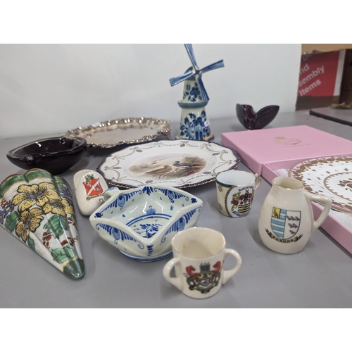 485 - Ceramics and glass to include a Royal Worcester plate painted with ducks and signed Johnson, a Gouda... 