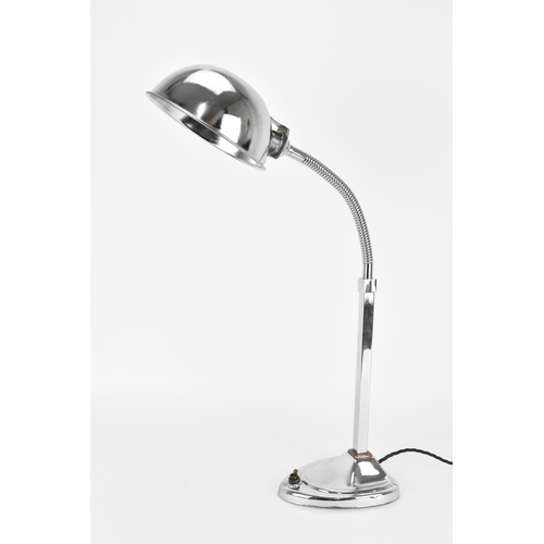 84 - An Art Deco goose neck chrome desk light, circa 1940s/50s, re-wired and pat tested, with flick switc... 