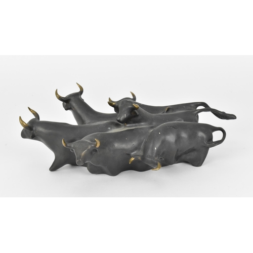 86 - Jill Cowie Sanders (b. 1930) 
patinated bronze sculpture of herd of bulls, , no. 10 out of 35, signe... 