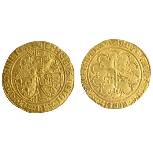 35 - Henry VI King of England and France (1422-1453) - Gold Salut d'Or, Rouen Mint, second issue form 6th... 