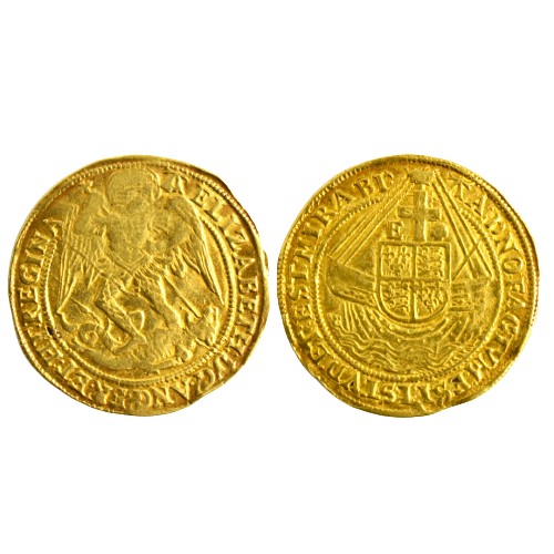37 - Kingdom of England - Elizabeth I (1558-1603) sixth issue (1583-1600) Gold Angel, mm.A, standing Arch... 