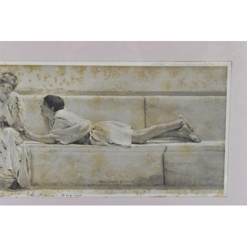 43 - After Sir Lawrence Alma-Tadema OM RA (1836-1912), 'The Question', with pen written personal note, ar... 