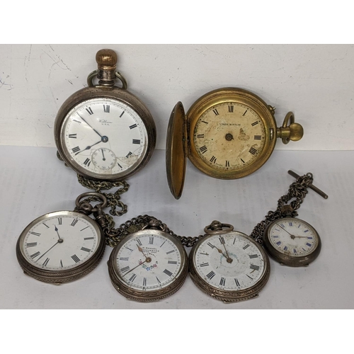 113 - An early 20th century Waltham pocket watch, together with Victorian and later fob watches, and a gol... 