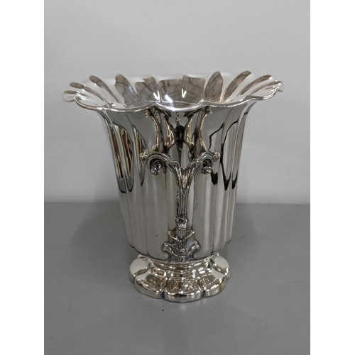 99 - A silver plated twin handled ice bucket together with a tray and coaster
Location: BWR