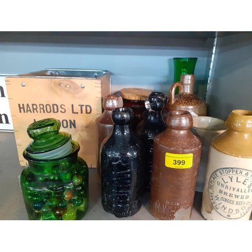 112 - Mixed vintage glass and stoneware bottles to include R White's Lemonade and Lyle's Ginger Beer, toge... 