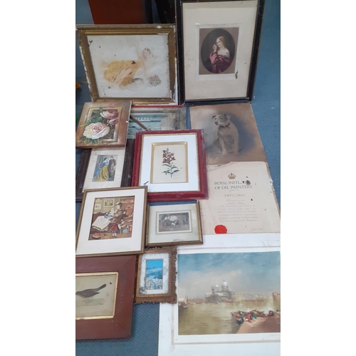 95 - Mixed 20th century prints and frames A/F, together with mixed oils on canvas to include a print of a... 