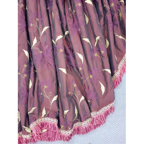 208 - Curtains-Bespoke purple and black fabric swags and tails attached to plinth with purple and lilac be... 