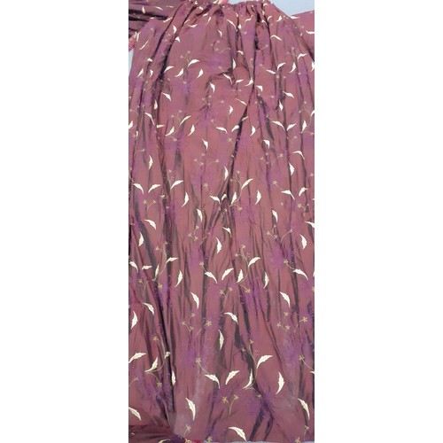 208 - Curtains-Bespoke purple and black fabric swags and tails attached to plinth with purple and lilac be... 