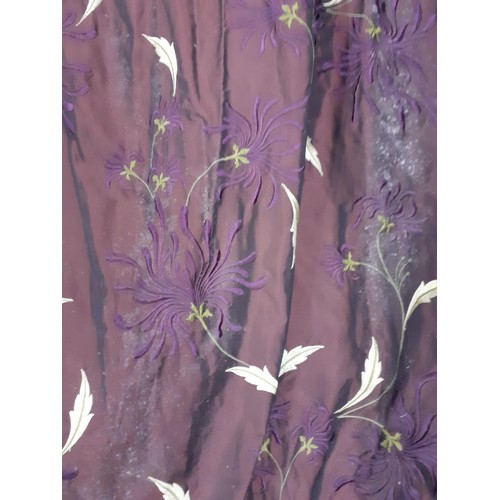 208 - Curtains-Bespoke purple and black fabric swags and tails attached to plinth with purple and lilac be... 