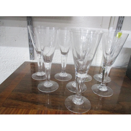 196 - A set of 8 Dartington 'Gertrude Herres' pedestal wine glasses etched with images of flora
Location: ... 