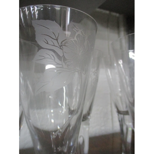 196 - A set of 8 Dartington 'Gertrude Herres' pedestal wine glasses etched with images of flora
Location: ... 