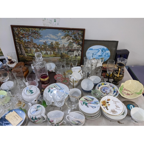 197 - A mixed lot to include a Japanese tea set, Masons Regency pattern china, Carlton ware dish, tapestry... 