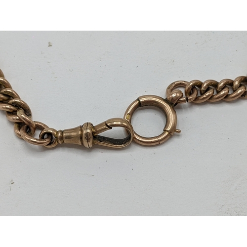 26 - A Victorian 9ct gold Double Albert curb link watch chain having a T-bar and single dog clip, an O ri... 