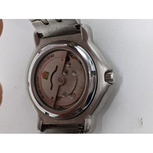 33 - A Tag Heuer automatic, gents stainless steel wristwatch, having a pale blue dial signed Chronometer ... 