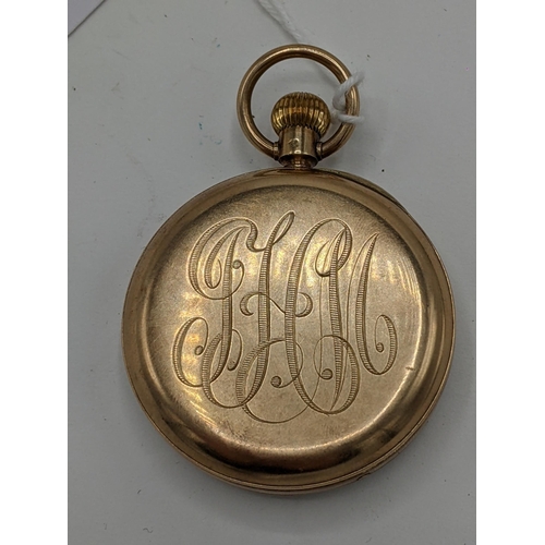 36 - An early 20th century 9ct gold, open faced pocket watch having a white enamel dial, signed Cooper Wo... 
