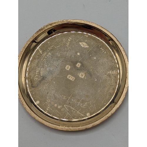 36 - An early 20th century 9ct gold, open faced pocket watch having a white enamel dial, signed Cooper Wo... 