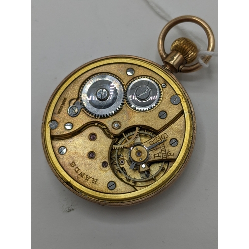 36 - An early 20th century 9ct gold, open faced pocket watch having a white enamel dial, signed Cooper Wo... 