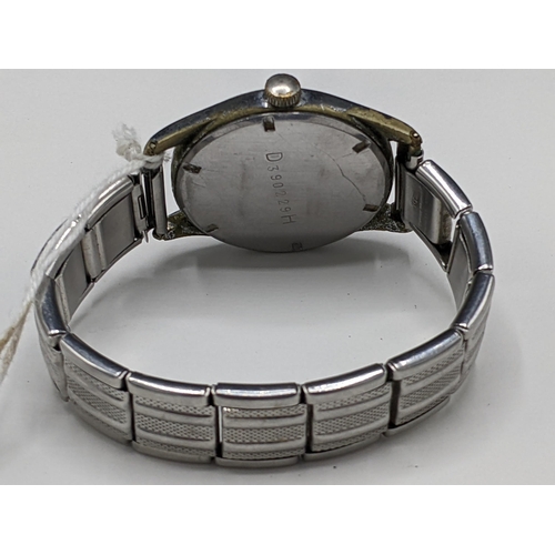 47 - An Silvana, German WW2 military, gents, manual wind, nickel plated wristwatch, having a black dial w... 