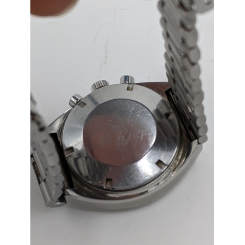 59 - An Omega Speedmaster, chronograph, manual wind, stainless steel gents wristwatch, circa 1970, the bl... 