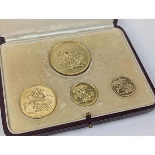 117 - United Kingdom - George VI (1936-1952) a 1937 four gold coin Specimen set, comprising £5, £2, sovere... 