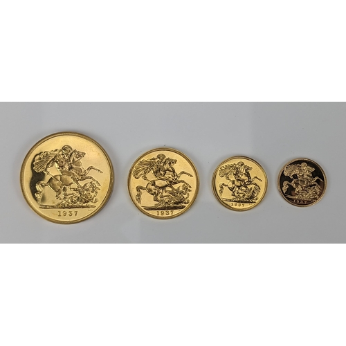 117 - United Kingdom - George VI (1936-1952) a 1937 four gold coin Specimen set, comprising £5, £2, sovere... 