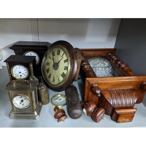 Clocks and clock parts to include a 19th century wooden cased