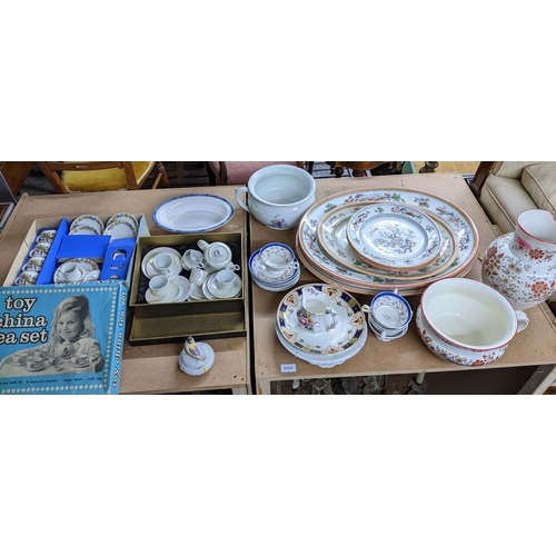 164 - A mixed lot of Victorian and later ceramics to include turkey and meat platters, part wash set, two ... 