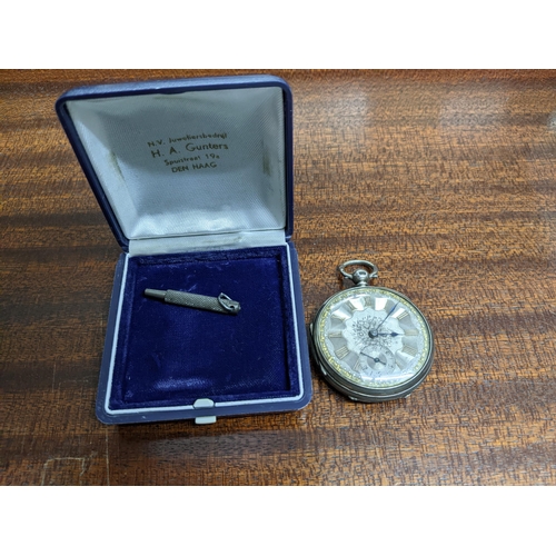 169 - A Victorian key-wind pocket watch in silver case, with engraved open faced dial with roman numbers, ... 