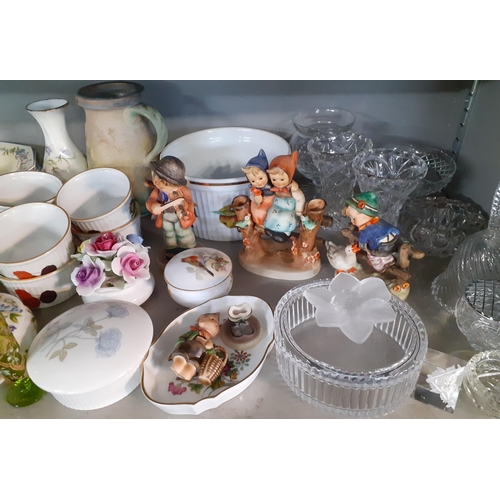 199 - Ceramics and glassware to include Goebel Hummel figures, a Royal Worcester hand painted pot and cove... 